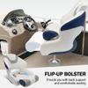 YACHARIES Captain Bucket Seat Boat Seat, Premium Sport Filp Up Boat Seat with Bolster, Waterproof Boat Captain Chair, Quick installation, comfortable and breathable (White gray and blue) view 4
