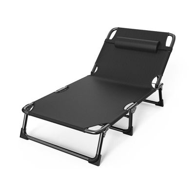 WAOCEO Folding Bed Reinforced Portable Home Single Bed, Adult Simple Office Nap Folding Bed, Outdoor Single Bed for Travelling Home Office Vacation Hiking (Color : Black)