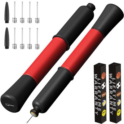 Ball Pump with Needle Storage(Never Lose Pin) Basketball Pump with 5 Needles and Extendable Cable, Soccer Football Pumps, Volleyball Pump Rugby Ball Inflator - Great for All Balls - 1&2 Pack Available