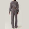 2 Piece Outfits Sweatsuit for Women Sets Twist Front Cropped Sweatshirt Baggy Wide Leg Sweatpant Lounge Set Tracksuit Dark Gray view 3