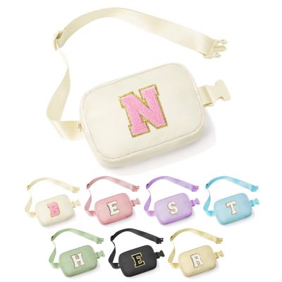 YOOLIFE 30th 40th 50th 60th 70th Birthday Gifts for Women Mom Daughter Friend, Personalized Gifts for Women, Initial Fanny Pack Belt Bag Crossbody Bags, Beige N