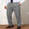 Houndstooth Suit Pants for Men Slim Fit Classic Business Plaid Dress Trousers view 2