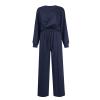 2 Piece Outfits Sweatsuit for Women Sets Twist Front Cropped Sweatshirt Baggy Wide Leg Sweatpant Lounge Set Tracksuit Dark Blue view 4