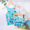 ALVABABY Baby Reusable Swim Diaper with Matching Top, 2T Toddler Baby Boy Swimsuit,Infant Bathing Sleeveless Swimwear SWT12 view 4