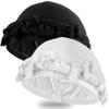 Ababalaya 2PCS Adjustable Satin Lined Halo Turban Durag for Men &Women Twisted Tassel Head Wraps Beanie Hats for Hair Loss, Black&White Blackwhite view 1