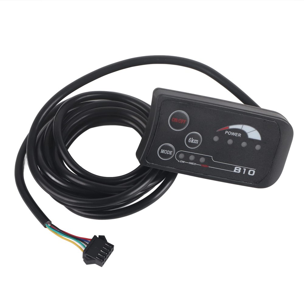 Pissente LCD Display Panel, 36-48V Black ABS Electric Bicke 810 LED Display with 5 Wire Cable Control Panel Meter Electric Bike Motor Speed Control for Electric Scooters Electric Bikes