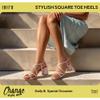 IDIFU Rose Gold Strappy Chunky Block Square Toe Heels Wedding Prom Bride Dress Shoes for Women Trendy Dressy Cute Sandals Slingback Low Short Heels(Gold Roseshiny, 5) view 3