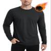 MAGCOMSEN Black Thermal Long Sleeve Men Fleece Winter Base Layer Undershirts Dry Fit Gym Shirts Black S view 1