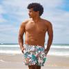 maamgic 7 Inch Mens Swim Trunks with Compression Liner Board Shorts with Zippered Pocket Bathing Suit for Beach Vacation White and Green Octopus Monster Large view 2