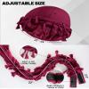 Ababalaya 2PCS Adjustable Satin Lined Halo Turban Durag for Men &Women, Twisted Tassel Head Wraps, Beanie Hats for Hair Losss, Black&Red view 4