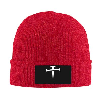 3 Nails Cross Beanie Hat for Men Women Soft Warm Knit Skull Cap Winter Hats Ski Hat Red