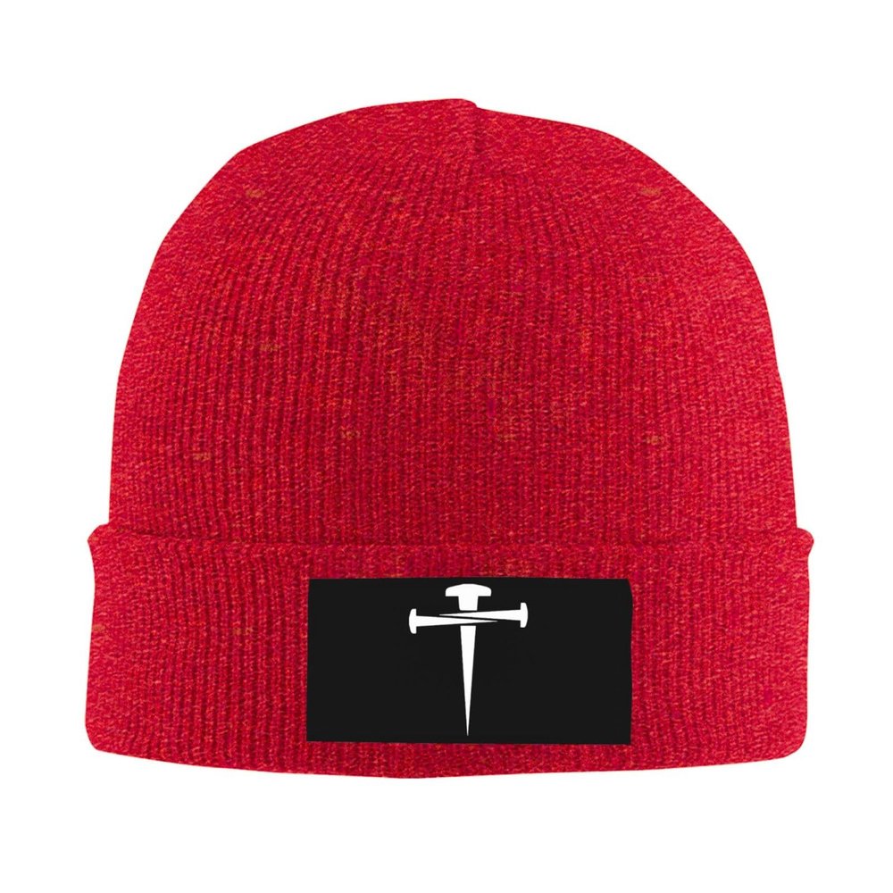 3 Nails Cross Beanie Hat for Men Women Soft Warm Knit Skull Cap Winter Hats Ski Hat Red