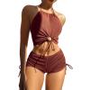 asntrgd Bathing Suit Womens Girls Sexy Two Piece Drawstring Tankini Swimsuit with Bottoms Cute High Cut Tankinis Swim Wear view 2