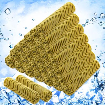 Hosuly 30 Pack Cooling Towels, 40"x12" Ice Breathable Chilly Sweat Rag Microfiber Workout Rags for Gym Towels for Neck and Face for Yoga Golf Sport Running(Yellow)