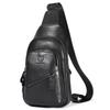 Leather Sling Bag Hiking Daypack for Men Women Outdoor Travel Camping Fishing Crossbody Shoulder Chest Pack Backpack (Black) view 1