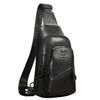 Leather Sling Bag Hiking Daypack for Men Women Outdoor Travel Camping Fishing Crossbody Shoulder Chest Pack Backpack (Black) view 2
