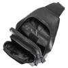 Leather Sling Bag Hiking Daypack for Men Women Outdoor Travel Camping Fishing Crossbody Shoulder Chest Pack Backpack (Black) view 3