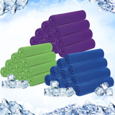 Hosuly 30 Pack Cooling Towels, 40"x12" Ice Breathable Chilly Sweat Rag Microfiber Workout Rags for Gym Towels for Neck and Face for Yoga Golf Sport Running(Dark Blue, Light Green, Purple)