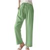NATHGAM Womens Pants Casual Dressy 2024 Summer Lounge Wide Leg Pants Drawstring High Waisted Comfy Solid Loose Fit Trousers Green view 1