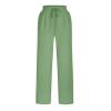 NATHGAM Womens Pants Casual Dressy 2024 Summer Lounge Wide Leg Pants Drawstring High Waisted Comfy Solid Loose Fit Trousers Green view 3