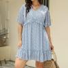 Plus Size Dresses Casual Short Floral Sundress V Neck Short Sleeve Ruffle Hem A Line Boho Beach Dress Holiday Vacation Party Dress Summer Party Dress Plus Size Light Blue Floral 4XL view 2