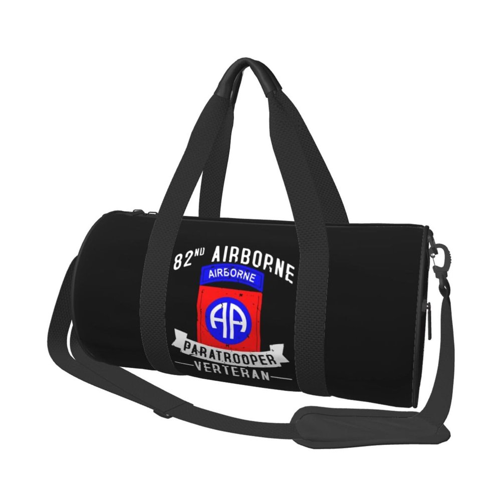 ARESU 82nd Airborne Division Paratrooper Army Veteran Duffel Bag Gym Bag Sports Bags Foldable Travel Bag Multipurpose Backpack, Black