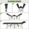 Magshion 75" Camping Cot for Adults, Folding Sleeping Cot, Lightweight Portable for Outdoor Camping with Detachable Pillow and Side Pocket for Travel Home Office Picnic, Supports 360 lbs, Black view 4