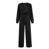 2 Piece Outfits Sweatsuit for Women Sets Twist Front Cropped Sweatshirt Baggy Wide Leg Sweatpant Lounge Set Tracksuit Black view 4