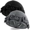 Ababalaya 2PCS Adjustable Satin Lined Halo Turban Durag for Men &Women, Twisted Tassel Head Wraps, Beanie Hats for Hair Lossss, Black&Grey view 1