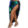 Agoky Womens Shiny Big Sequins Skirt Belly Dance Hip Skirts Rave Party Hip Wrap Long Skirt Costume Green Large view 2