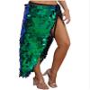 Agoky Womens Shiny Big Sequins Skirt Belly Dance Hip Skirts Rave Party Hip Wrap Long Skirt Costume Green Large view 4