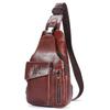 Leather Sling Bag Hiking Daypack for Men Women Outdoor Travel Camping Fishing Crossbody Shoulder Chest Pack Backpack (Coffee) view 1