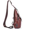 Leather Sling Bag Hiking Daypack for Men Women Outdoor Travel Camping Fishing Crossbody Shoulder Chest Pack Backpack (Coffee) view 2
