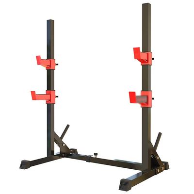Adjustable Squat Rack Stand - Fitness Barbell Rack Bench Press Lifting Heavy Metal Support Frame Max Load 200Kg Home Gym Strength Training Stand, Black+Red