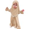ABAFIP Muslim Dress for Baby Girl Toddler Abaya Kaftan Prayer Ruffle Long Sleeve Dress Islamic Dubai Ramadan Full Cover Hijab Clothes Set Khaki 0-6 Months view 1