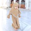 ABAFIP Muslim Dress for Baby Girl Toddler Abaya Kaftan Prayer Ruffle Long Sleeve Dress Islamic Dubai Ramadan Full Cover Hijab Clothes Set Khaki 0-6 Months view 2
