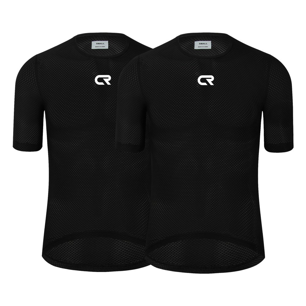Coconut Ropamo CR 2 Pack Men's Cycling Base Layer Vests Short Sleeves Quick Dry Bike Tank Top Breathable Bike Riding Undershirt (Black, Small)