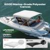 VEVOR 3 Bow Boat Bimini Tops, 600D Polyester Canopy with Aluminum Alloy Frame, Waterproof & Sun Shade Boat Awning Canopy with Storage Bag, 2 Support Poles, 4 Straps, 6'Lx(54"-60") Wx46 H, Light Grey view 2