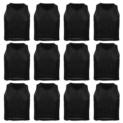 Xcello 12Pcs Small Mesh Breathable Children Football Training Exercise Vest Black Kid Size for Multiple Sports Training