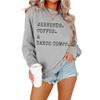 NineFit Basics Weekends Coffee And Dance Comps Sweatshirt Weekends Coffee Dance Sweatshirt Long Sleeve Tshirt Fun Letter Sweatshirt Gift Graphic T Shirt Plus Size 2Xl, Grey view 1
