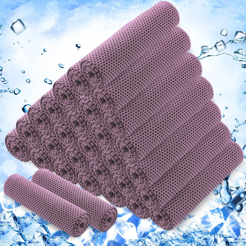 Hosuly 30 Pack Cooling Towels, 40"x12" Ice Breathable Chilly Sweat Rag Microfiber Workout Rags for Gym Towels for Neck and Face for Yoga Golf Sport Running(Pink)