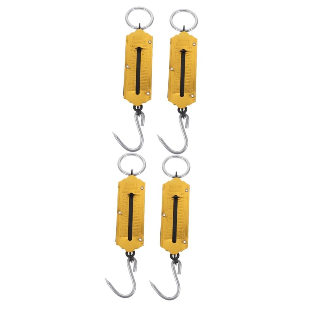 Yardwe 4pcs Portable Hook Scale Handheld Spring Weight Scale for Luggage and Fishing Dual Measurement Weighing Hook