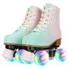 YYW Roller Skates for Girls and Women, Gradient Pink and Green PU Leather Light Up Kids Youth Roller Skates, Size 38-US Women 8 view 1