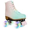 YYW Roller Skates for Girls and Women, Gradient Pink and Green PU Leather Light Up Kids Youth Roller Skates, Size 38-US Women 8 view 2