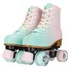 YYW Roller Skates for Girls and Women, Gradient Pink and Green PU Leather Light Up Kids Youth Roller Skates, Size 38-US Women 8 view 3