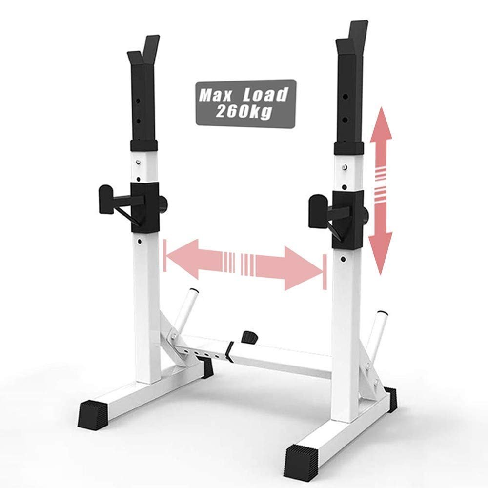 Squat Rack Stand Barbell Free Press Bench Home Gym Bench Squat Rack Stands Barbell Rack Stand Adjustable with Shelf Dip Stand for Weights Free Standing Bench Press Rack for Bodybuilding