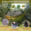 Camping Hammock with Net,Portable Lightweight Double Hammocks with Tree Straps and Solid D-Shape Carabiners,Parachute Nylon Hammock for Backpacking Beach Backyard Patio Hiking Green&Khaki view 3