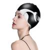 Adult Silicone Swimming Cap Men Women Swim Cap Large Waterproof Swim Cap Youth Elastic Swim Bathing Cap for Long Short Hair Teardrop Swimming Beach Cap Cover Ears Non-Slip Hair Dry Sport Swim Cap view 2