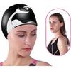 Adult Silicone Swimming Cap Men Women Swim Cap Large Waterproof Swim Cap Youth Elastic Swim Bathing Cap for Long Short Hair Teardrop Swimming Beach Cap Cover Ears Non-Slip Hair Dry Sport Swim Cap view 3
