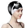 Adult Silicone Swimming Cap Men Women Swim Cap Large Waterproof Swim Cap Youth Elastic Swim Bathing Cap for Long Short Hair Teardrop Swimming Beach Cap Cover Ears Non-Slip Hair Dry Sport Swim Cap view 4